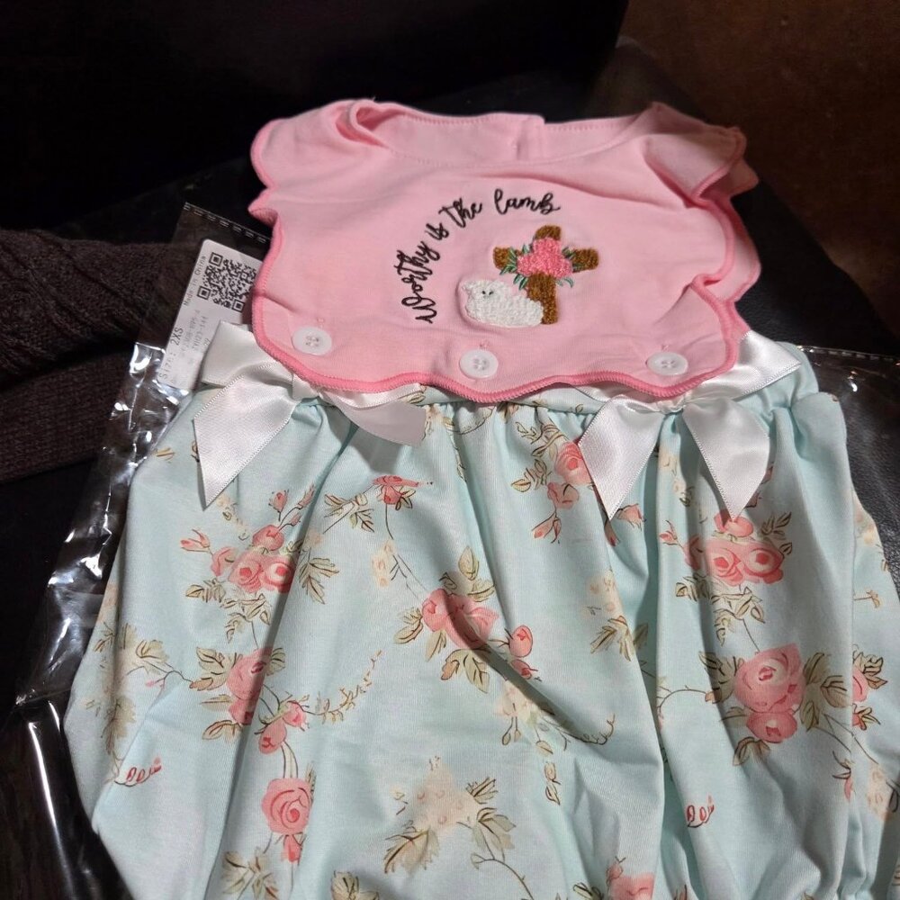 WORTHY OF THE LAMB BABY GIRLS ROMPER